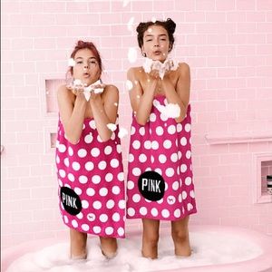 Pink Polka Dot Wrap Towel